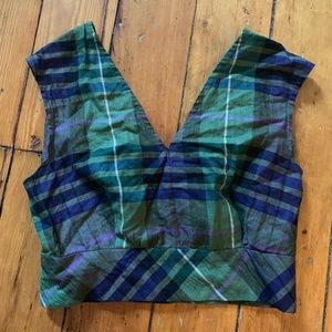 Sandro Plaid Crop Top